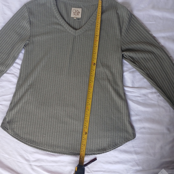 Chaser Women's Long Sleeve Waffle Knit Thermal Top Green Size Large - Picture 7 of 14